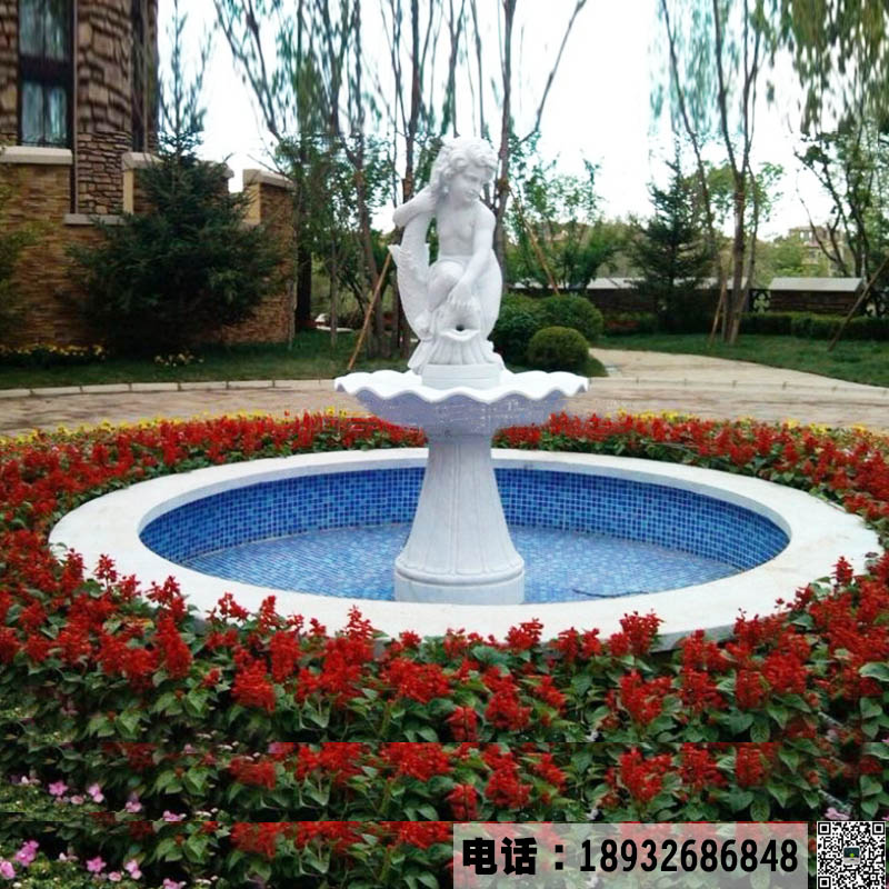 曲阳汉白玉欧式喷泉加工厂家,石雕欧式喷泉花盆图片造型支持定做