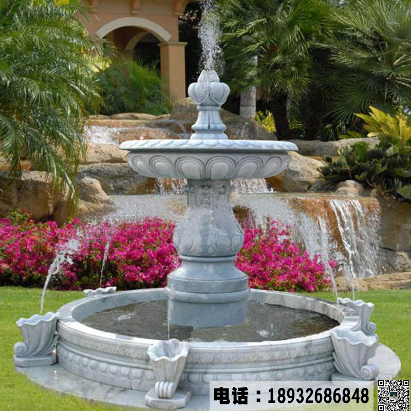 专业定制石雕喷泉 花岗岩欧式喷泉 小区别墅流水景观摆件